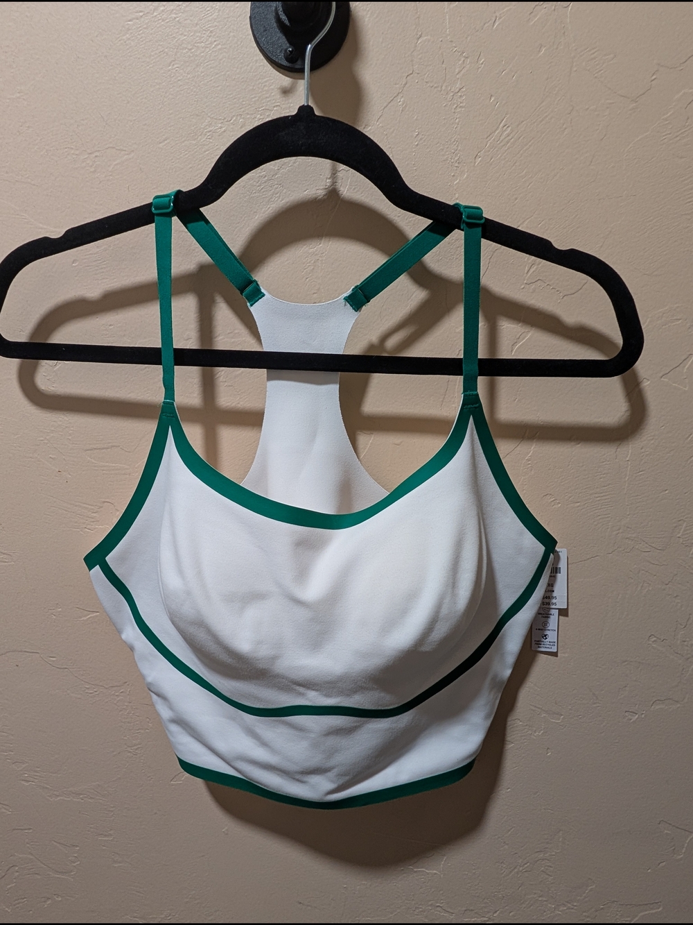 NWT Victoria's Secret PINK Relay Contour Racerback Sports Bra  White/Green XL